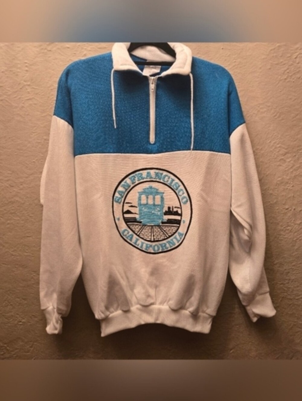 Vintage San Francisco Cable Car Colorblock Half Zip Sweatshirt